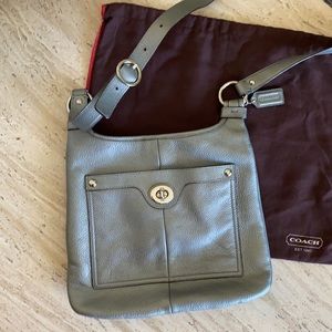 Coach silver pebbled leather crossbody bag